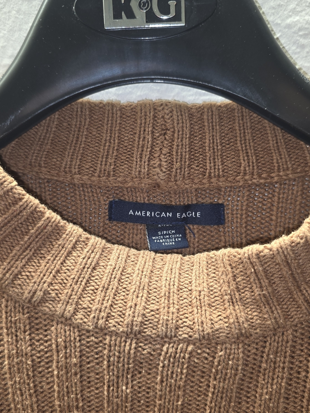 American Eagle Outfitters Ribbed Crewneck Sweater in Camel Brown